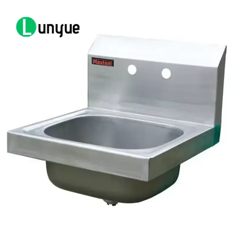 NSF Sanded Stainless Steel Wall Mounted Commercial Handwashing Sink Single Bowl Bottom Mount One Hole Durable Kitchen