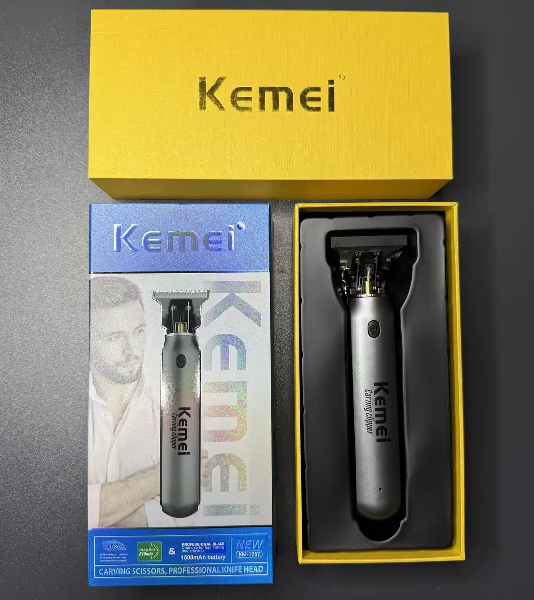 KEMEI الكهربائية T9 مقص الشعر الرجال آلة قطع الشعر المهنية الشعر المتقلب اللحية قابلة للشحن النفط رئيس Trimer KM-1757