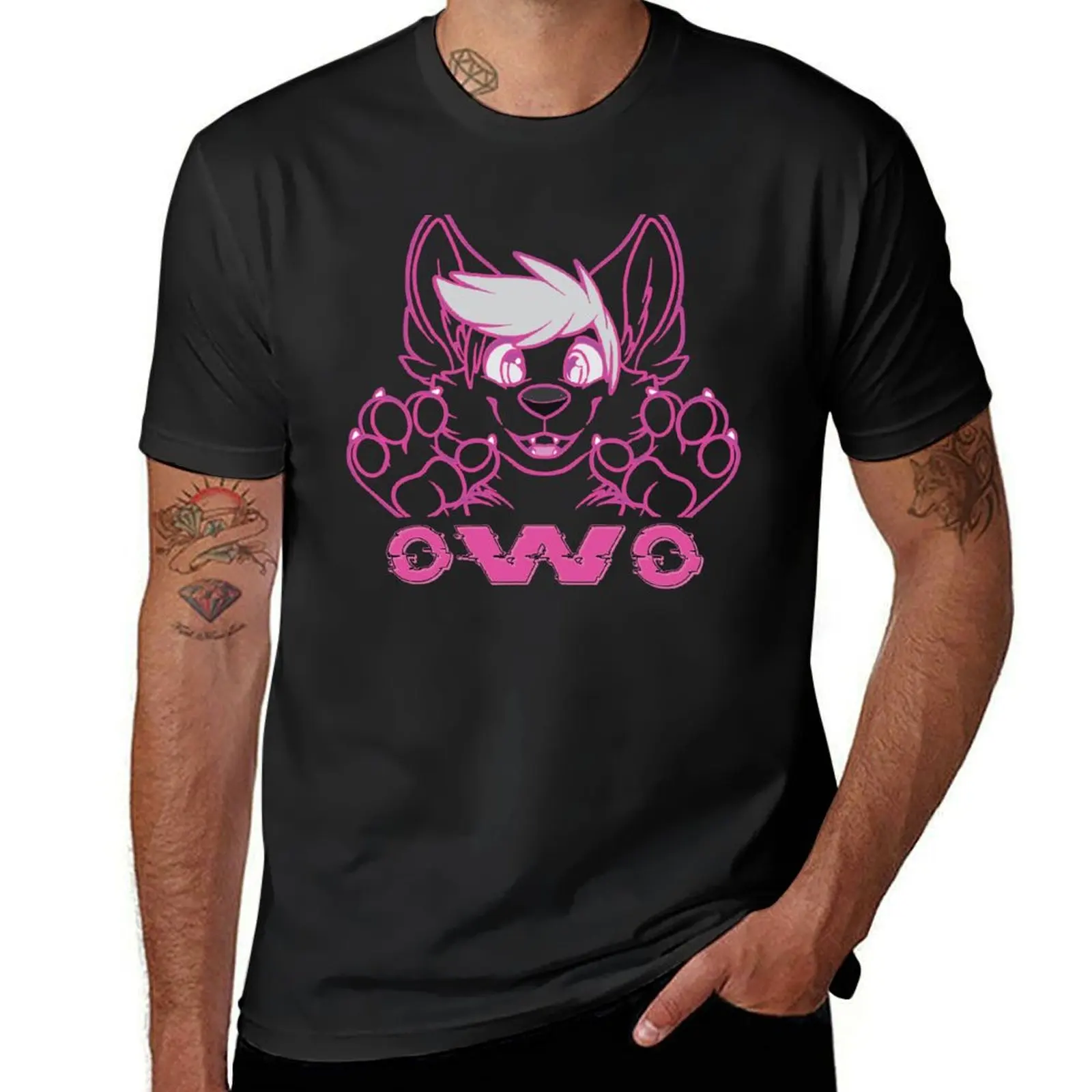 

Fursuit OwO cute puppy kawaii pink 00s glitch furry fandom T-Shirt sublime graphics customizeds plain black t shirts men