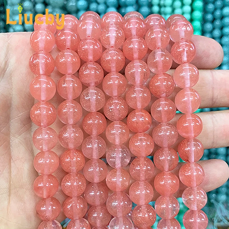 Elastic Natural stone Watermelon Red Smooth beads DIY bright headwear Crafts for Jewelry Making 15