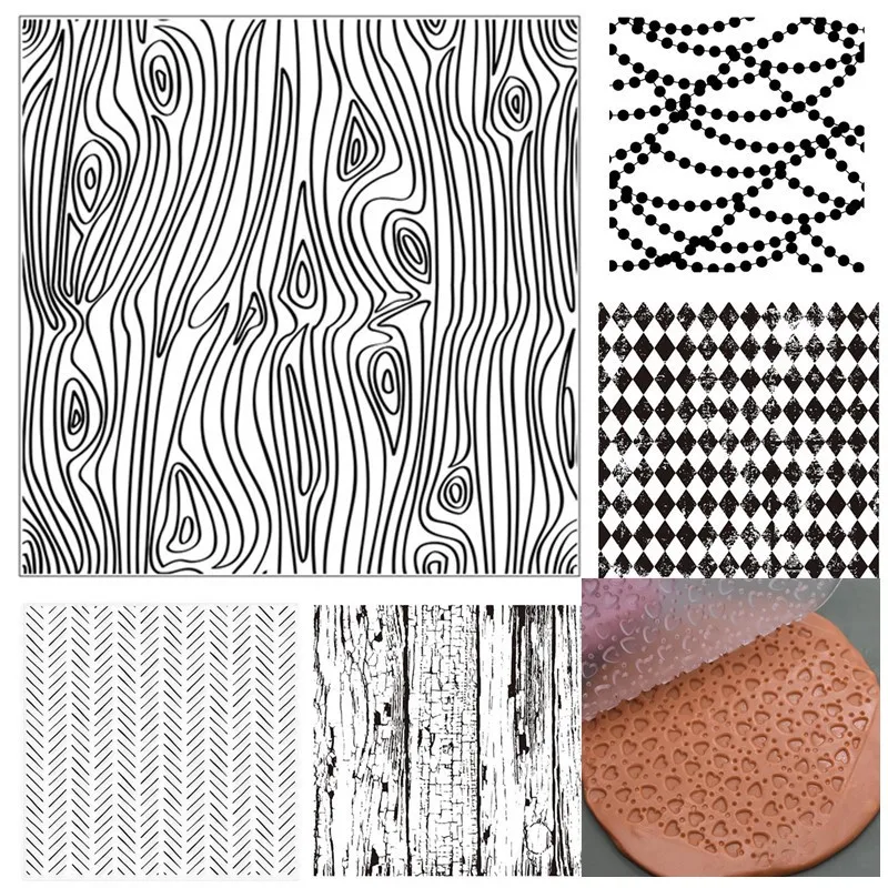 SNASAN Geometric Pattern Polymer Clay Texture Stamp Sheets Mandala Pattern DIY Embossing Art Clay Pottery Tools Individual