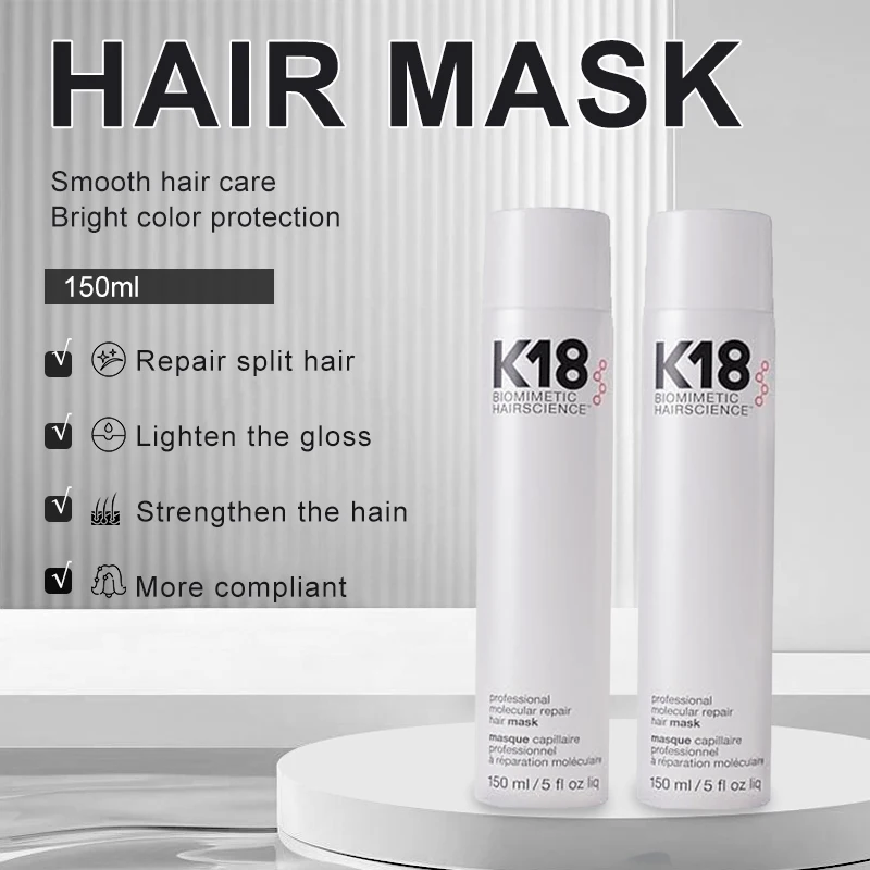 K18 masker rambut molekul K18, perbaikan asli rambut molekul rusak perawatan keriting kering pelembab 150ml