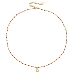 Fashion Boho Simple Gold Color Chain Crystal Drop Pendant Choker Necklace For Women Vintage Collar Bead Chain Jewelry Gift