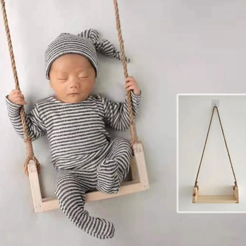 Newborn Baby Girls Photography Props Photography Wooden Swings Seats Props Hanging Swing for Seat for Baby Memorable Pho 15UB view 5