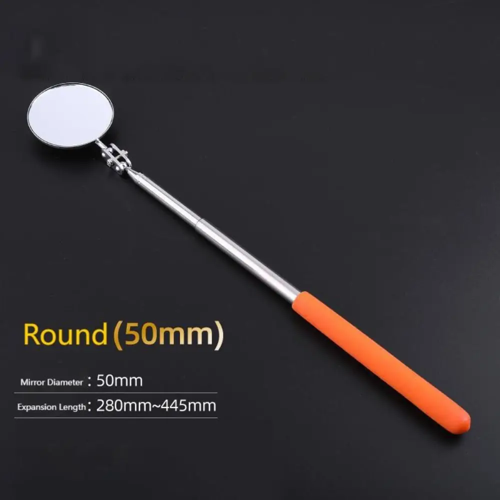 Clear Extendible Inspection Rotatable Mirror Square Round Retractable Mirror Stainless Steel Detection Tool Equipment Automotive