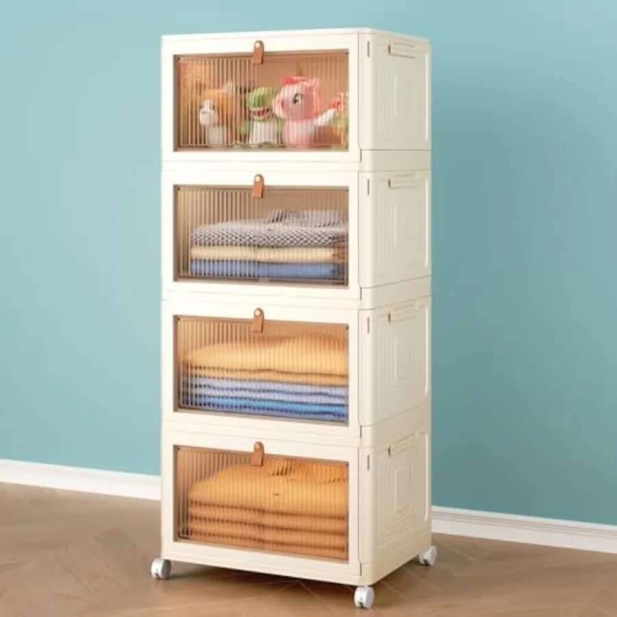 

4-уровневые штабелируемые пластиковые контейнеры для хранения с крышкой и колесами - 23 кварты, органайзеры для одежды и складные контейнеры для организации и хранения