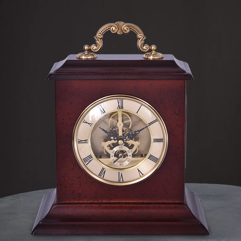 

American retro machine table clock antique creative gear seat clock bedside table European clock household jewelry ornament tabl
