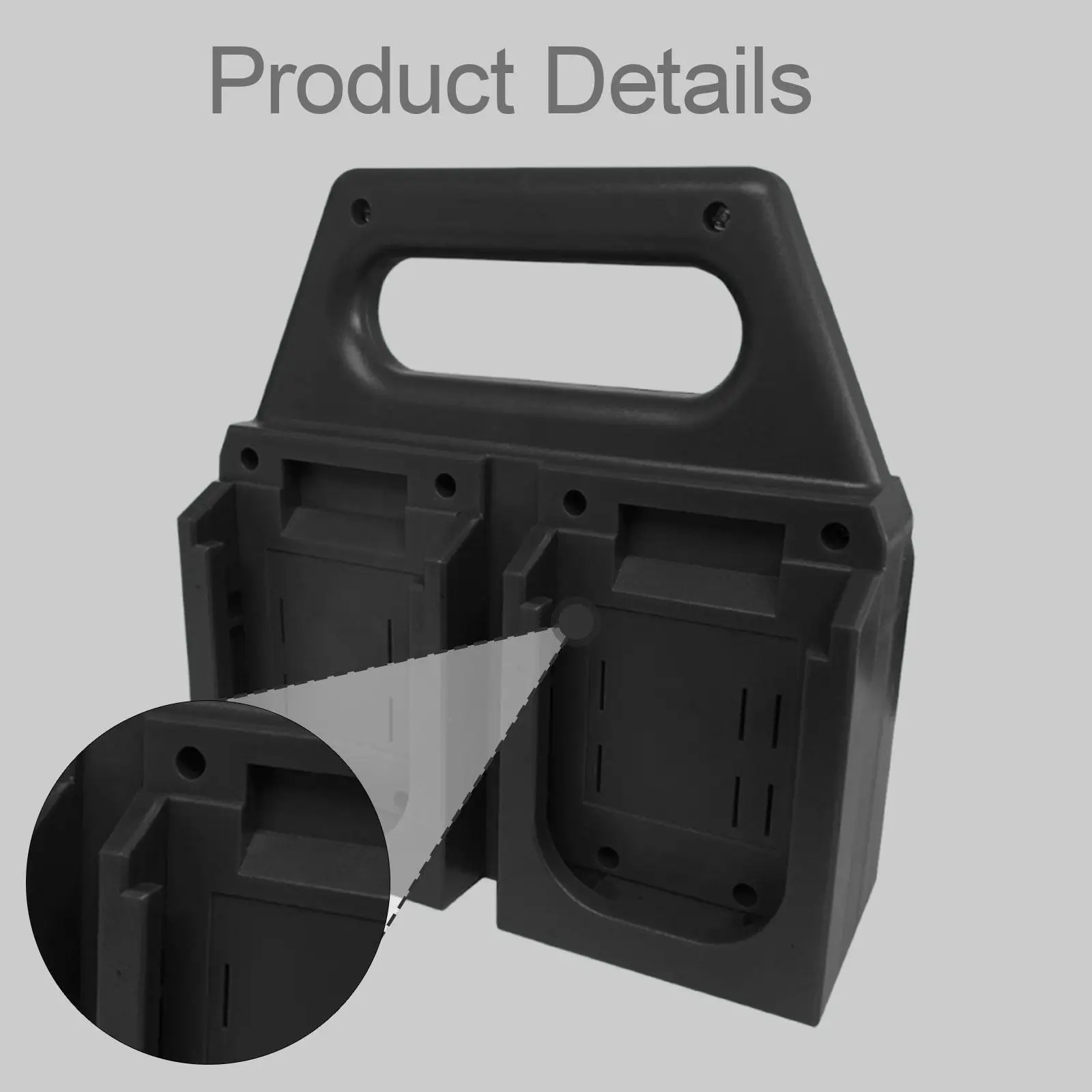 Batterieregal, tragbar, praktisch, schwarz, robust, mit 4 Steckplätzen kompatibel, geräumiges Hand-Batterie-Aufbewahrungsregal, Batterie-Organizer