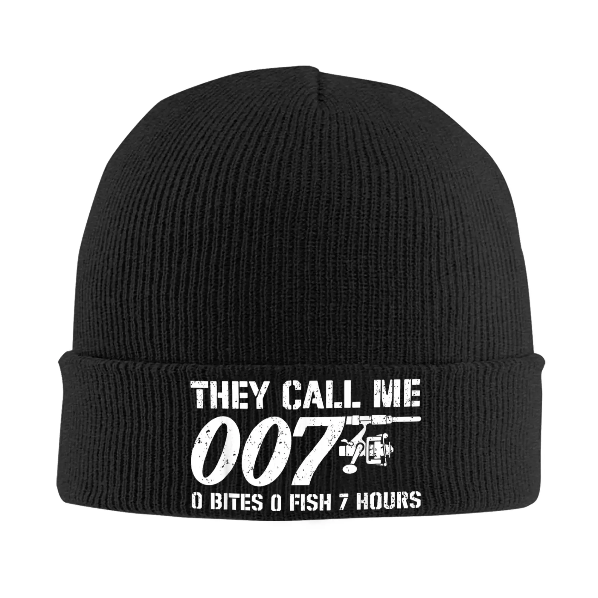 Fisherman Joke Dad They Call Me 007 Knitted Hat Autumn Winter Beanies Warm Funny Caps Men Women Acrylic Casual Bonnet