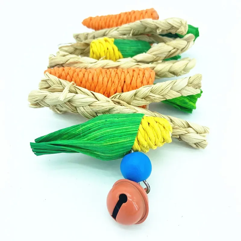 Handmade Woven Vine Chew Toy 1pc Random Color Carrot & Corn Shapes for Small Pets Suitable for Hamsters Rabbits Birds Parrots
