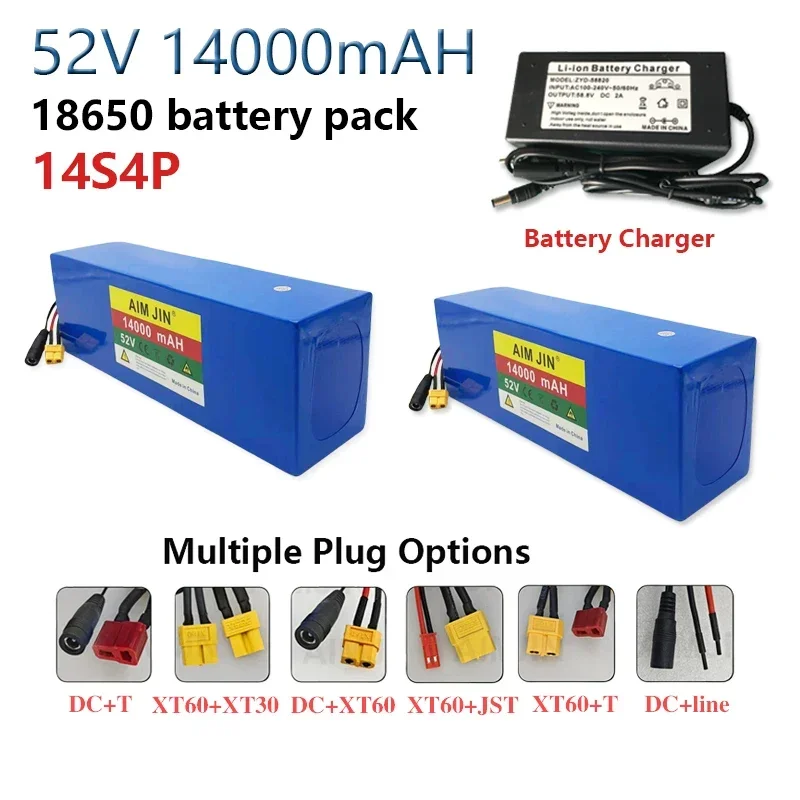 High Capacity 52V 14S4P 14000mah 1500W 18650 Lithium Battery Pack with BMS for Balance Car,Bike Scooter Tricycle