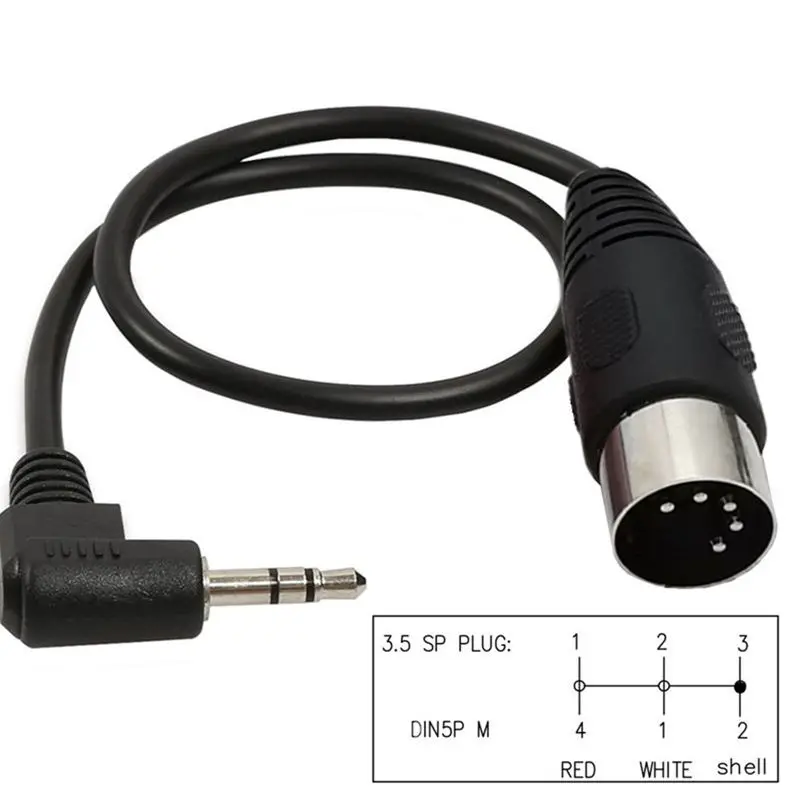 0.5m 1.5m 3m DC3.5mm Audio to 90 ° Bend MIDI DIN 5Pin Male Adapter Cable Computer Audio Output MIDI DIN 5-Core
