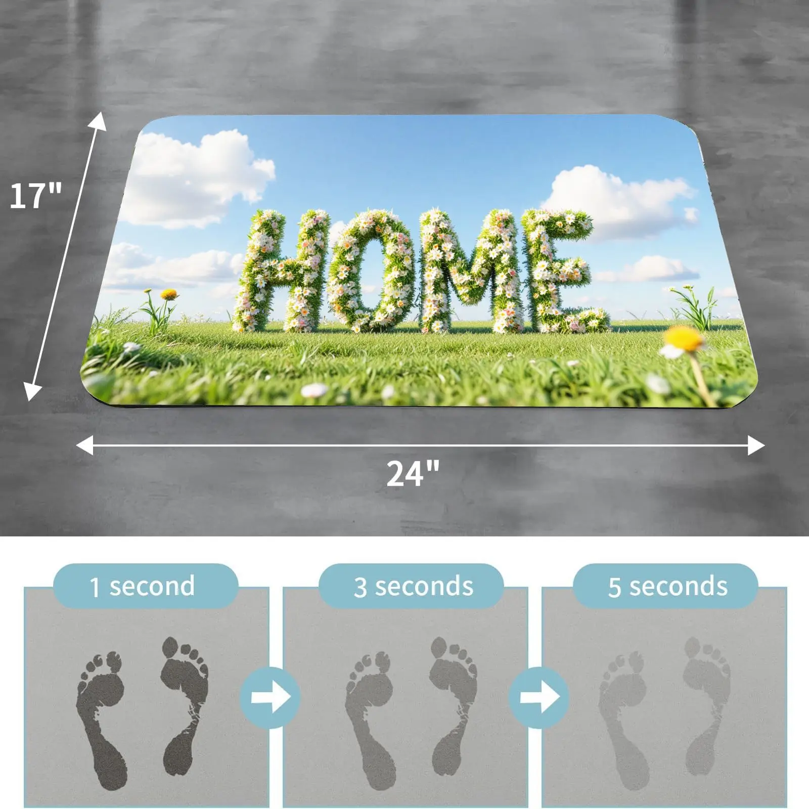 MatMuse "HOME" الأزهار الأبجدية المنزل لينة دياتومي الأرض حصيرة الحصير لينة عدم الانزلاق التجفيف السريع مدخل شرفة السجاد