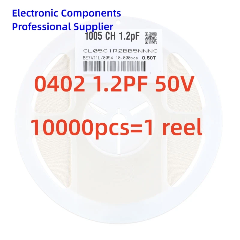 

10000pcs/reel 0402 1005 SMD capacitor 1.2PF(1R2) ±0.25pF 50V C0G CL05C1R2CB5NNNC CC0402BRNPO9BN1R2