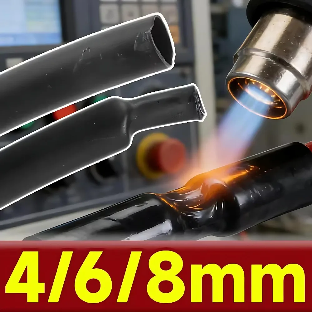 Heat Shrink4:1 with Glue Heat Shrink Tube Heat Shrink Packaging Kit Electronic Connection Wire and Cable Insulation Sleeve 5/1m