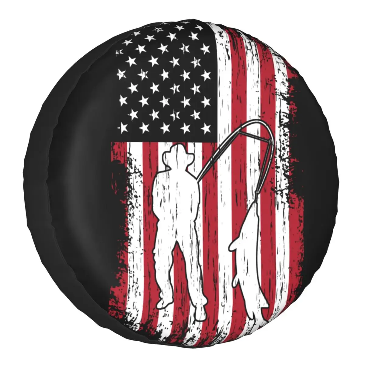 

Fishing USA Flag Spare Wheel Cover Universal for Jeep Pajero 4x4 Custom American Fisherman Tire Protector 14" 15" 16" 17" Inch