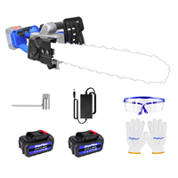 Hand Held Chainsaw Cordless Chainsaw with Brushless Motor 16 inch Electric Chainsaw for Wood Cutting Tree Pruning with 2 Battery