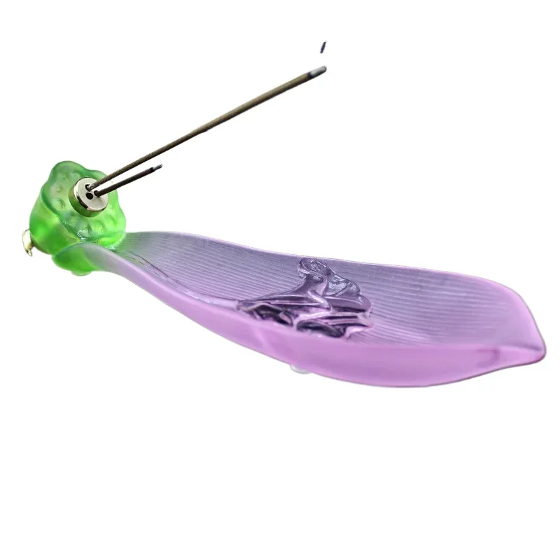 

Ancient glazed lotus leaf shape incense insert ornament handicraft sandalwood home incense gift line incense seat glaze