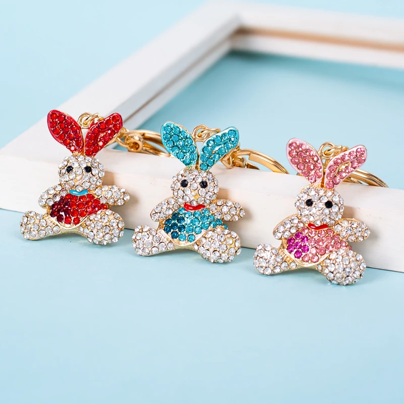 EASYA 2022 New Studded Rhinestone Glitter Cute Rabbit Keychain Kawaii Cartoon Trend Fashion Jewelry Party Unique Luxury Gift