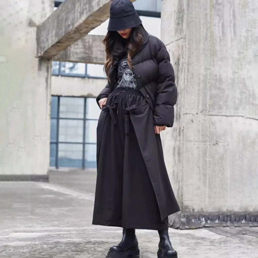 

XS-5XL Winter Male Solid Color Patchwork Skirt Pants Unisex American Retro Fashion Trend Street Loose Niche Casual Men's Bottoms