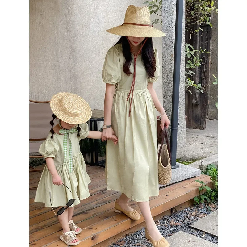 Mother Father and Children Matching Summer Outfit Family Clothes Mom Daughter Girl Short Sleeve Dress Dad Son Baby Shirts 2024