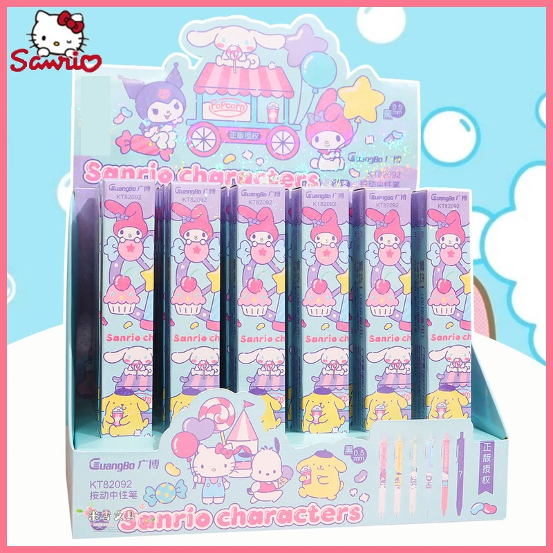 Genuine Sanrio Series Random Pen Box High Appearance Level Cartoon Creative Cute Students Press Gel Pen Stationery Wholesale