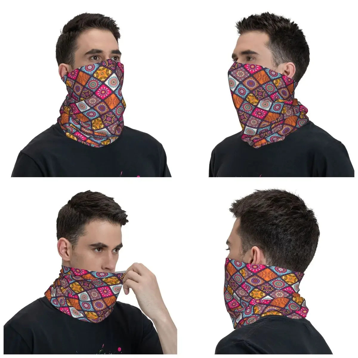 Custom Ethnic Floral Mandalas Pattern Winter Headband Neck Warmer Women Men Ski Hunting Tube Scarf Face Bandana Gaiter