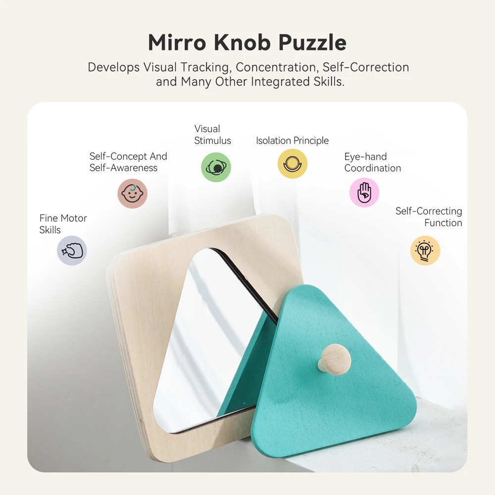 Baby Montessori Spiegel Puzzle Holz Spielzeug Beschäftigt Bord Kinder Frühe Pädagogische Sinnes Spielzeug Für Kleinkind Vorschule Lehrmittel – Detail 5