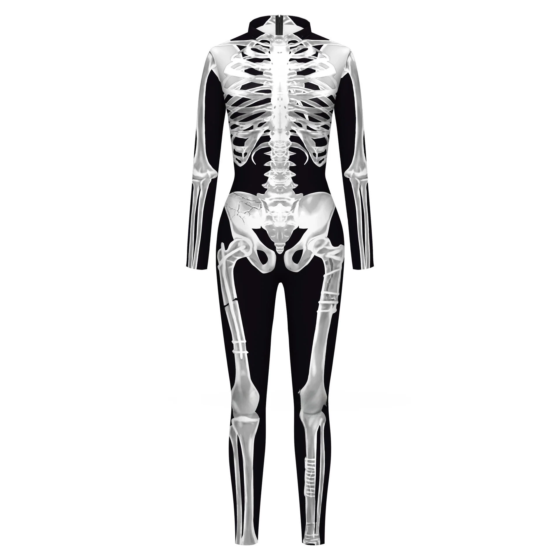 بدلة تنكري على شكل هيكل عظمي بشري من Loween بدلة من قطعة واحدة للنساء أزياء أداء المسرح ملابس عرقية تقليدية