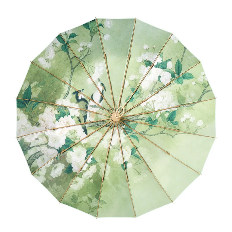 UV Protection Sunny and Rainy Umbrella, Sunshade Printing Fold Sun Umbrellas, Large Sunscreen Rain Umbrella for Women Parasol