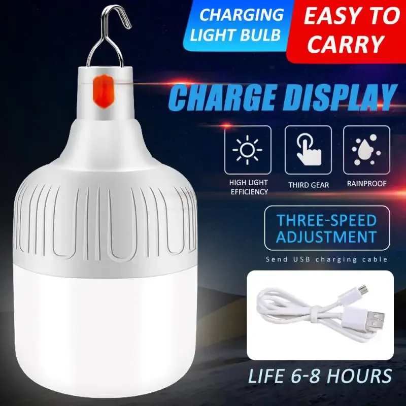 Super Bright USB Rechargeable LED Camping Bulb for Outdoor Market, Garden, Parking - Emergency Light