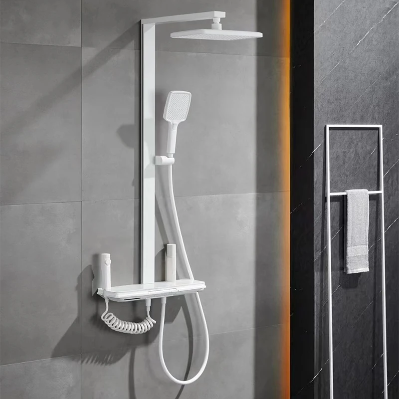 مجموعة دش منزلية فائقة الشحن ، درجة حرارة ثابتة ، حمام ، حليب ، أبيض ، رقمي ، شقة صغيرة ، رأس دش