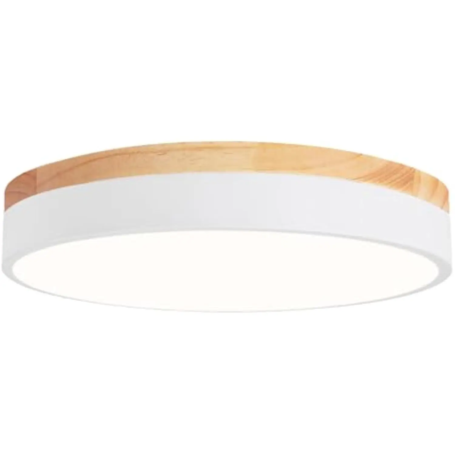 

Dimmable Wood Led Ceiling Light Fixture, White Round Low Profile Flush Mount Ceiling Lighting, Modern 5Cct 2700K-6000K Ceiling