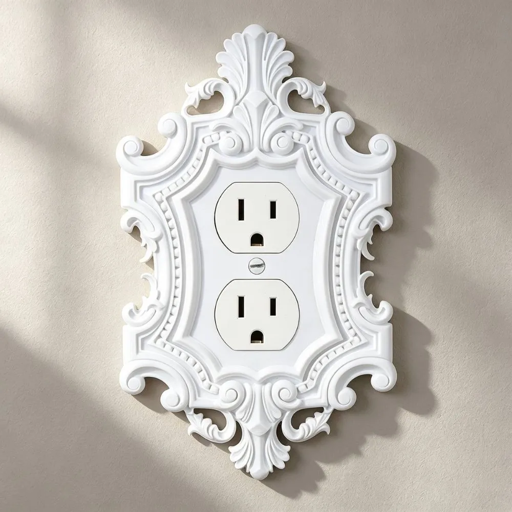 Plastic Switch Plate Cover Carved Toggle Light Decorative Wall Switch Frame Duplex Outlet Antique Carved Switch Cover