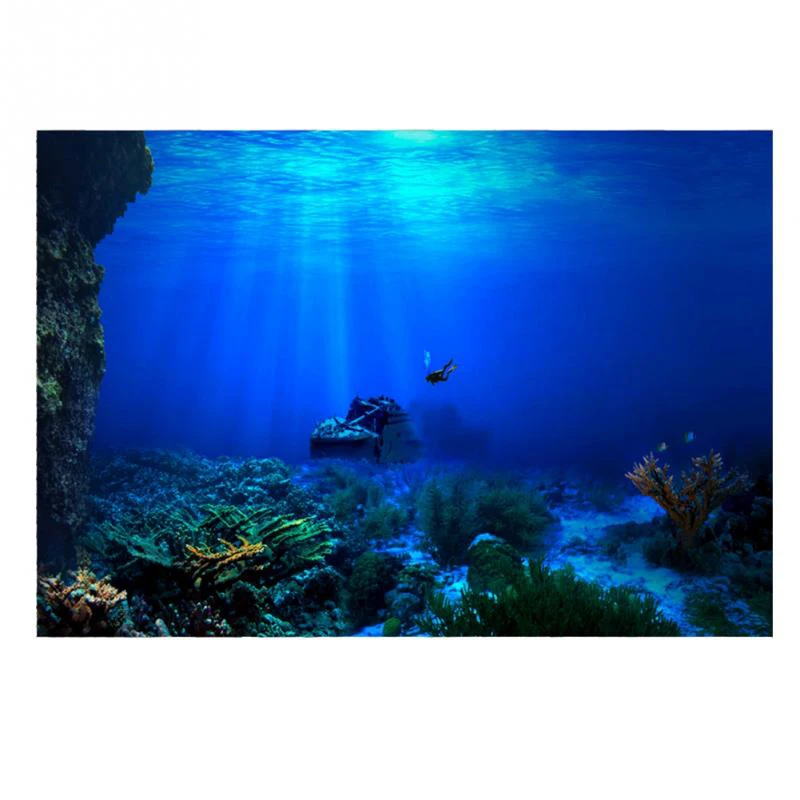 Sfondo per acquario Pittura decorativa Piante HD Acquario Paesaggio Adesivo Oceano Piante marine Sfondo Decor