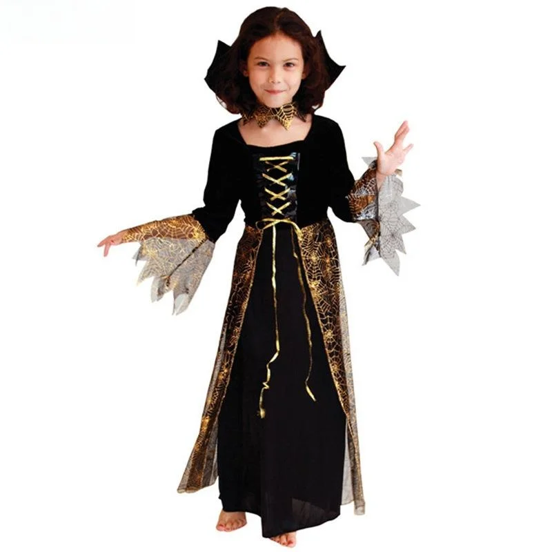 تنورة طويلة مرقعة من Loween Par للأطفال الساحرة Dr Gold Spider Web Me، ملابس نسائية تقليدية من Hanfu #1