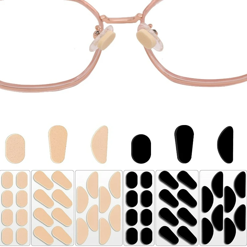 Non-slip Eye Glasses Nose Pads Self-Adhesive Water-proof Pressure-proof Soft Foam Reusable Oval Shape Eyeglasses Accessories Kit