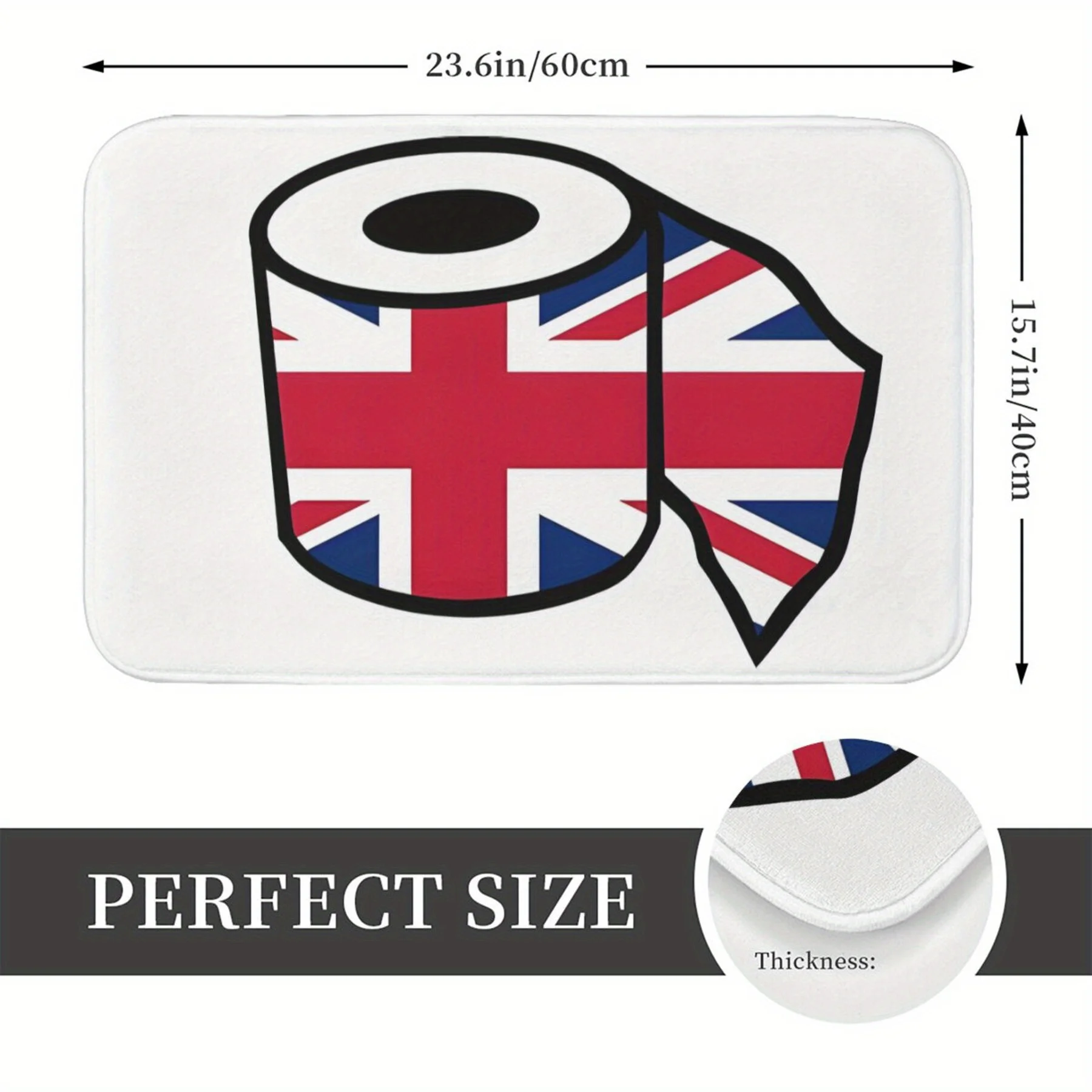 1pcs Union Jack Toilet Roll Doormat Non Slip Washable British Humor Rug Home living room decoration 40x60cm16x24in
