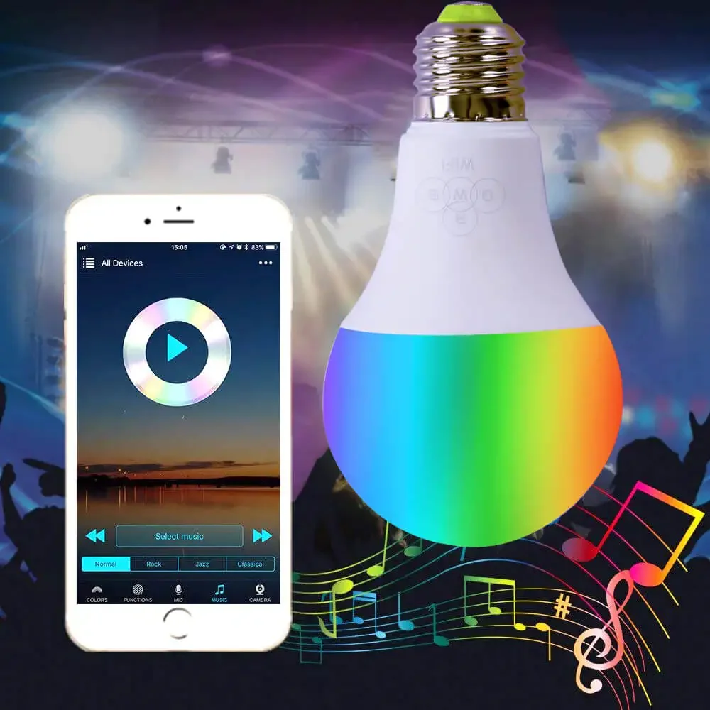 BAGARLEX Smart Bulb Dimmable RGBW Smartphone APP Vioce Control WiFi LED Bulb Lamp 60W Wrok With Alexa Plus Google Hub