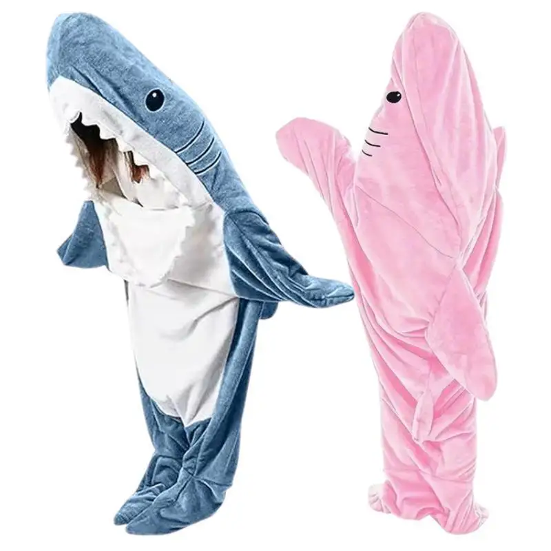 ultra-soft-shark-blanket-adult-flannel-hoodie-spring-bag-couple's-home-wear-comfortable-sleepwear-autumn-season