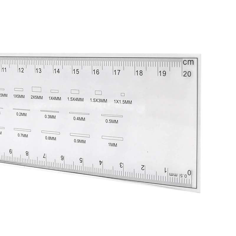 18cm/20cm Film Ruler Gauge Point Dot Line Surface Quality Inspection Straightedge Calibration Ruler Measuring Tools