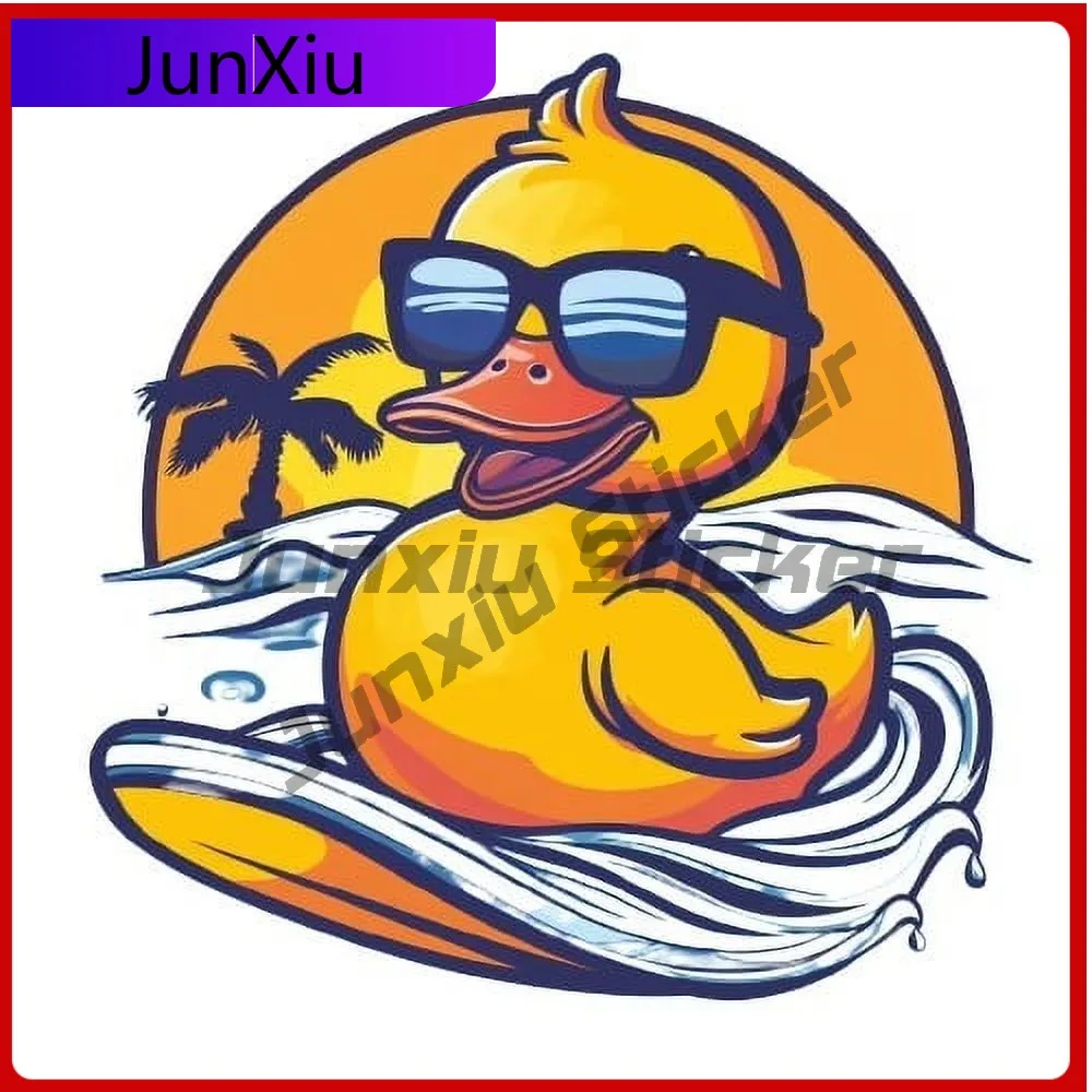 

Holographic Surfing Duck Sticker. Retro Car Laptop Window Bumper Waterproof Vinyl Decal Gift Vintage Funny Unique Trendy