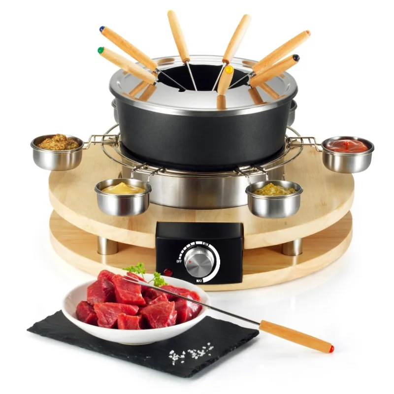 Wooden Electric Cheese Fondue Chocolate Melting Pot