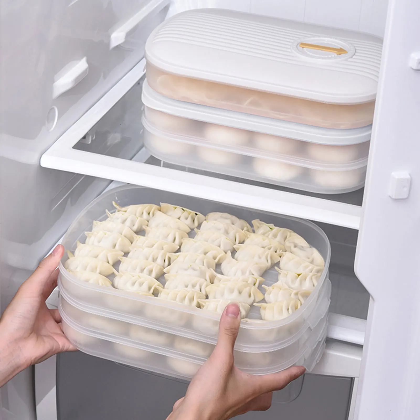 New Frozen Dumpling Box Refrigerator Food Grade Large Capacity Dumpling Freezer Box Kitchen Wonton Storage Box