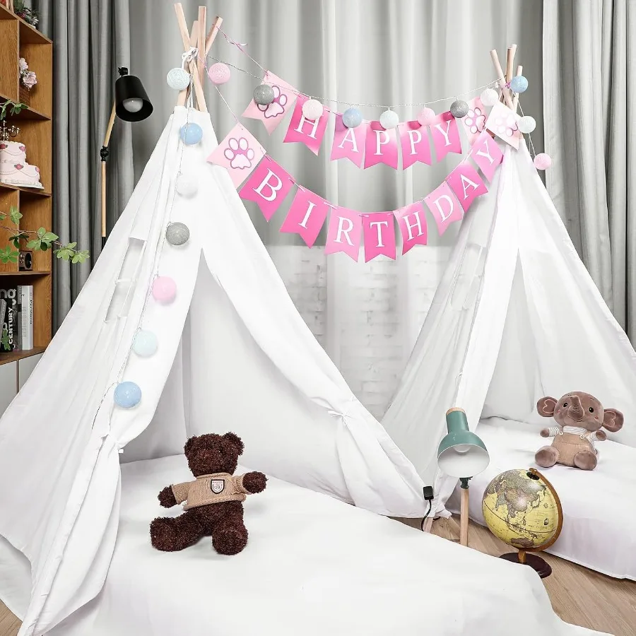 4 Pack Kids Inflatable Bed Teepee Tent Set, Includes 4 Portable Air Mattresses, Foldable Tents, and White Flat Sheets