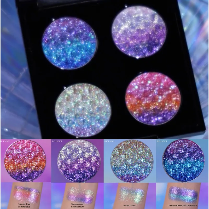 DE'LANCI Eyeshadow Self-set Set: Small Rainbow Gradient, Polarized Light, Sparkling Single Piece For Makeup