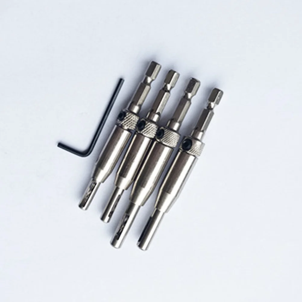 

4Pcs Woodworking Self Centering Hinge Drill Bits Set Hex Cabinet Furniture Precise Positioning Vix Guide