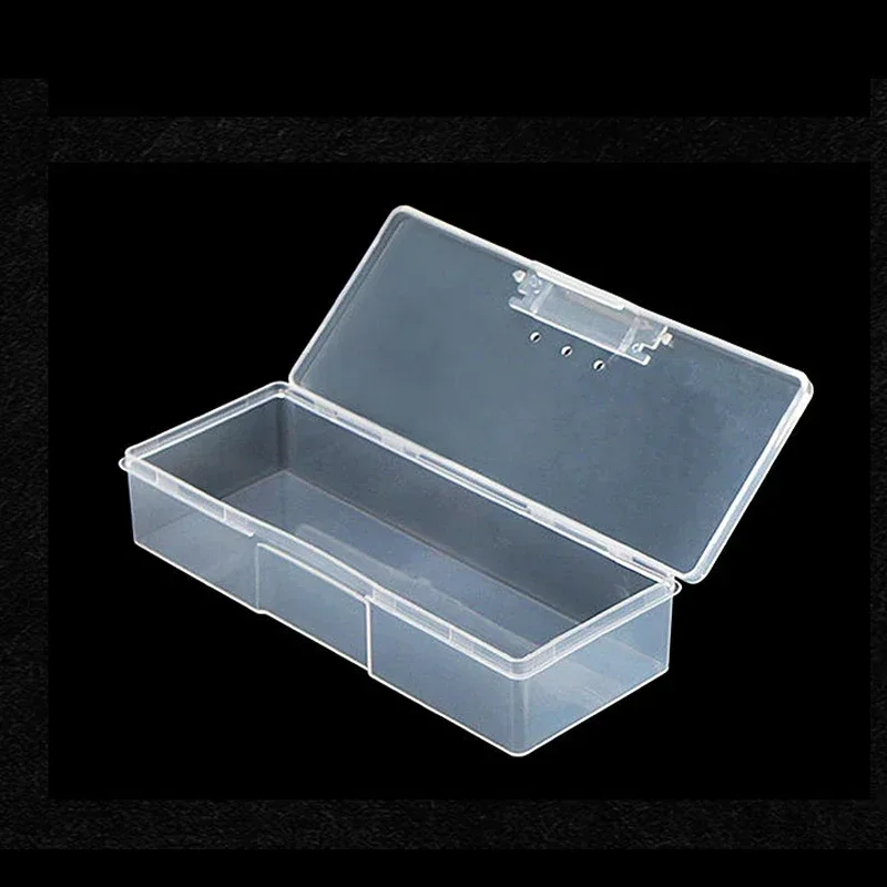 1pcs Plastic Storage Box Nail Art Rectangle Nail Rhinestone Brush Pen Buffer Grinding Files Container Case Transparent Empty Box