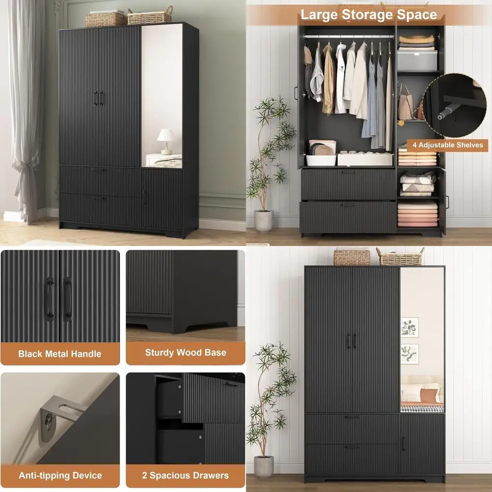 72 Inch Black Woode…