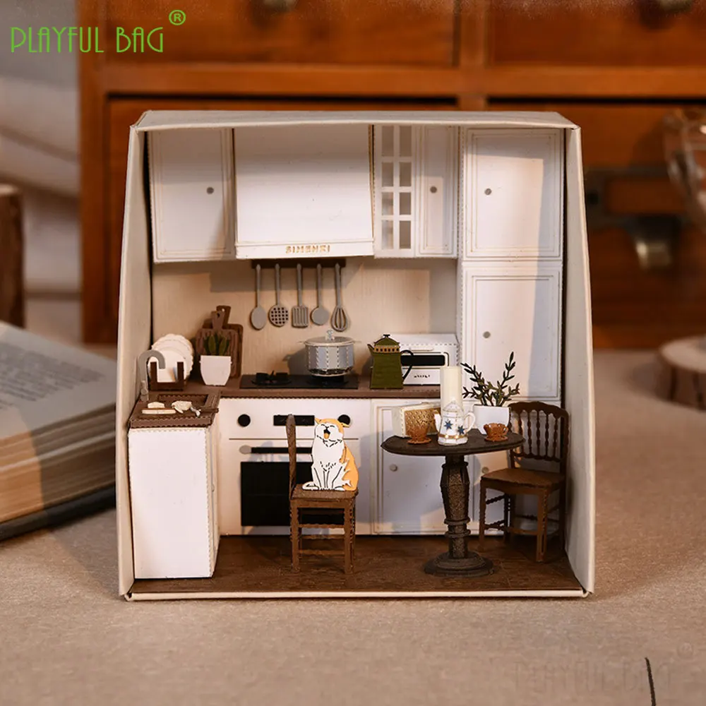 Diy papel mini casas de boneca em miniatura bloco de construção kits sala estudo piano 3d papel arte decoração para casa crianças brinquedos presentes hg89